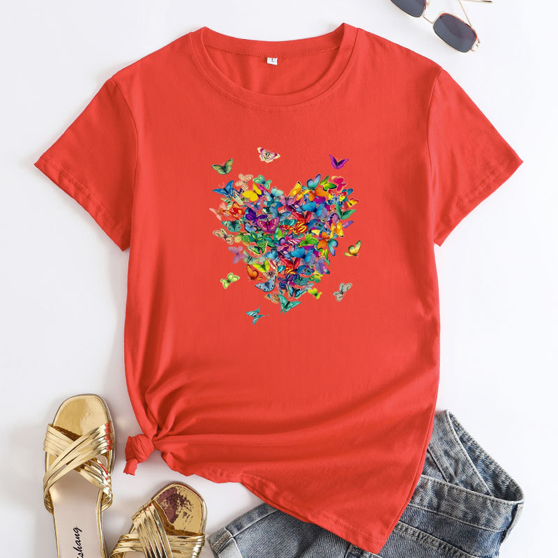 Butterflies Heart Women's Cotton T-Shirt | ARKGET