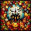 Glass Painting-Pumpkin Castle-11CT Stamped Cross Stitch 50*50cm/19.69*19.69in tapestrymarket