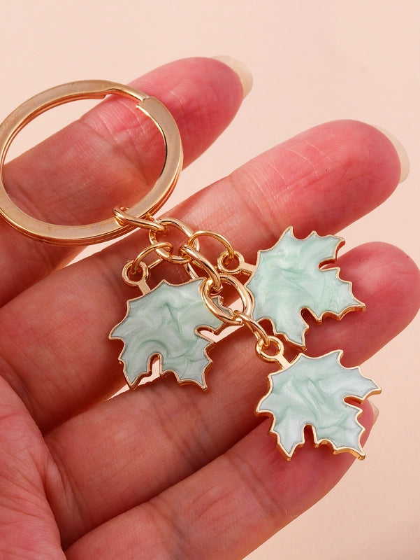 IG Style Ginkgo Leaf Alloy Enamel Bag Pendant Keychain