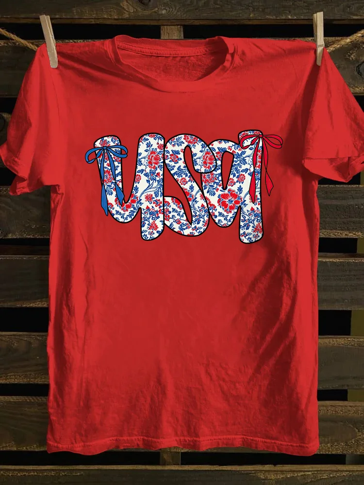 Floral Coquette USA T-shirt