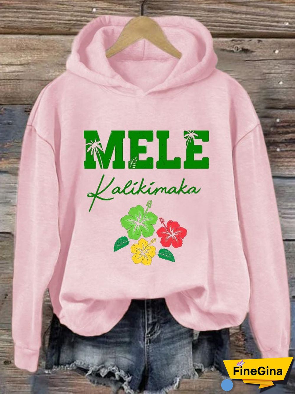 Women's Hawaiian Christmas Mele Kalikimaka Hibiscus Palm Tree Hoodie