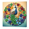 Kit de peinture circulaire en r&eacute;sine de paon bricolage 30x30cm avec cadre rond de boutons cr&eacute;atifs peinture pour adultes d&eacute;butants arts cr&eacute;atifs d&eacute;coration int&eacute;rieure