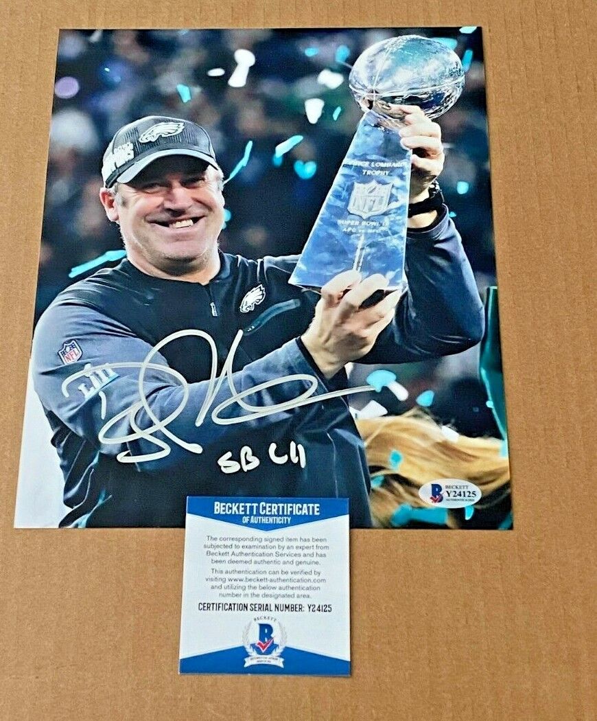 DOUG PEDERSON SIGNED PHILADELPHIA EAGLES SB 8X10 Photo Poster painting BECKETT CERTIFIED BAS