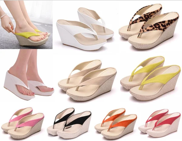 White Sandals Flip Flops Wedges Platform Sandals Wedges Slippers White Flip Flips Plus Size Beach Sandals Bohemia Sandals