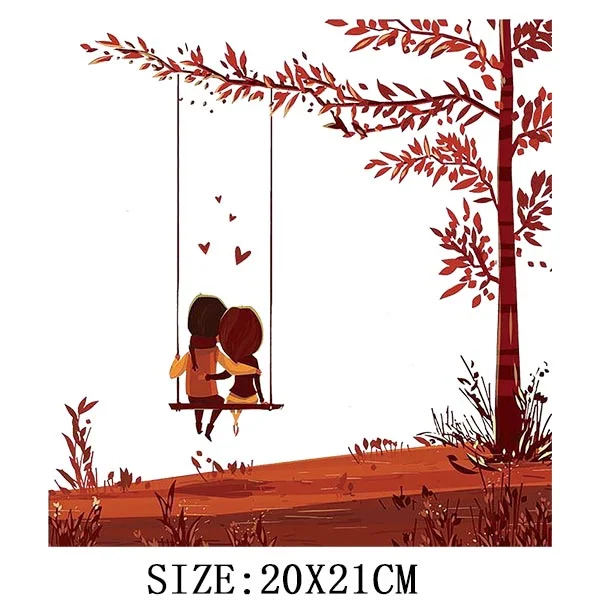 Beautiful Tree Thermal Stickers On T-shirt DIY Washable Iron On Transfer For Clothing Pretty Design On Woman Clothes Patch Decor