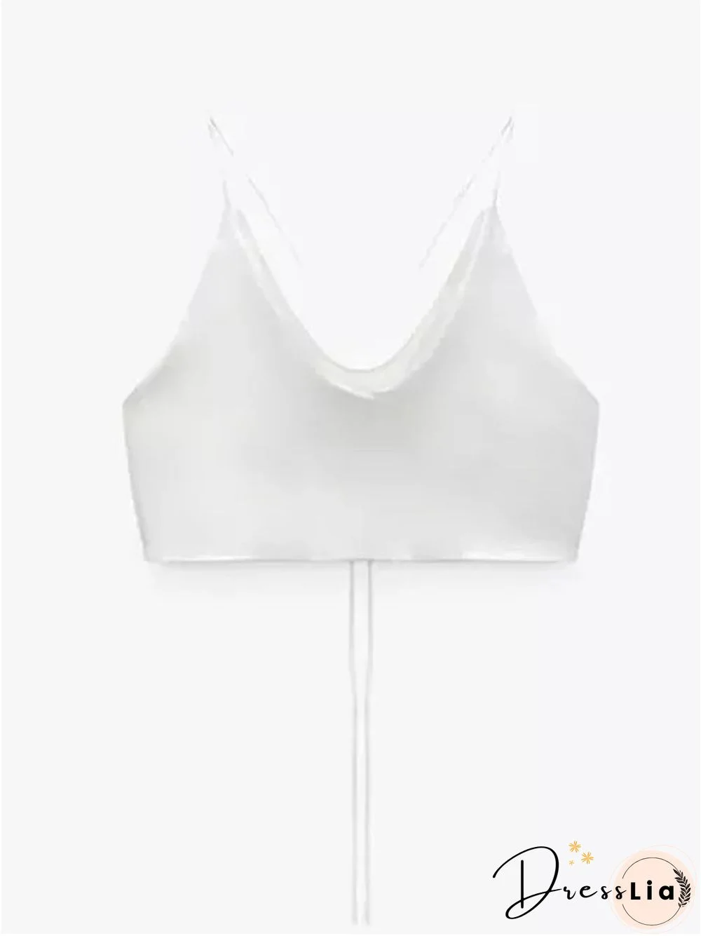 Summer White Satin Top Woman Pink Crop Top Sexy Backless Tank Tops Women Camisole Beachwear Tie Dye Strap Tops