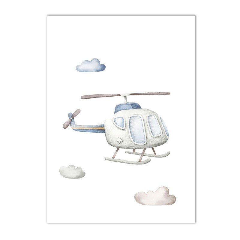 Hot Air Balloon Canvas Poster Helicopter Print Nursery Wall Art Painting Airplane Posters Nordic Wall Pictures Boys Room Decor
