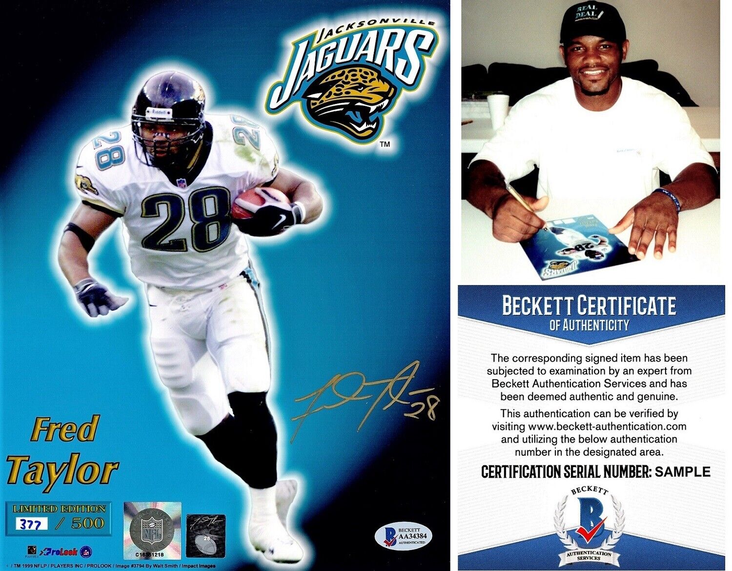 Fred Taylor Signed Autographed Jacksonville Jaguars JAGS 8x10 Photo Poster painting BECKETT COA