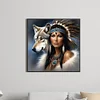 (40*40cm)Indian Beauty Wolf - Full Round Drill Diamond Painting