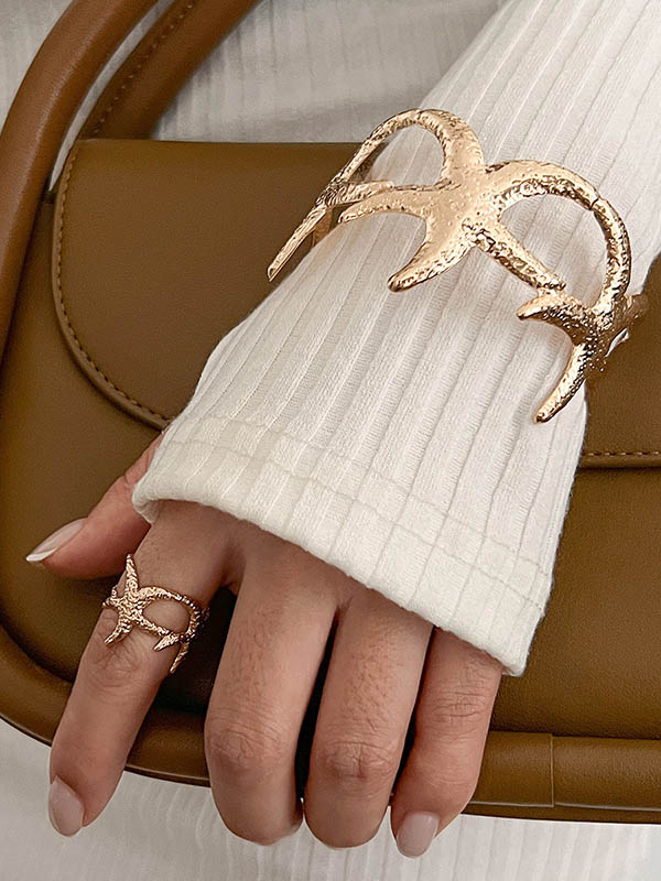 Geometric Flower Shape Rings Accessories Bracelet Accessories GOLD-C-One_size