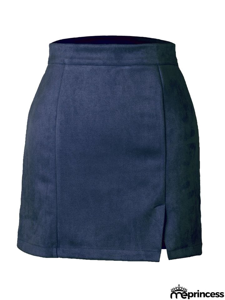 Women's Sexy A Line Suede High Waisted Skirts