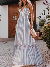 Plain Striped Condole Belt Maxi Dresses