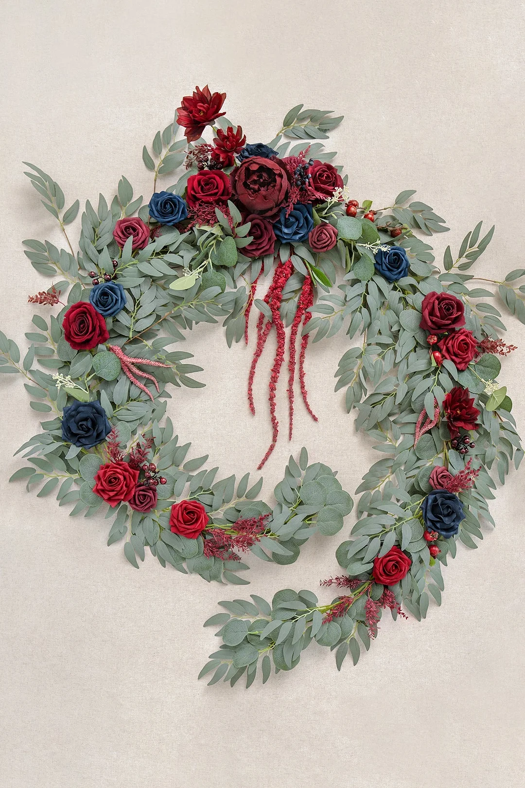 Head Table Flower Garland in Burgundy & Navy