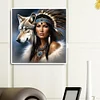 (40*40cm)Indian Beauty Wolf - Full Round Drill Diamond Painting