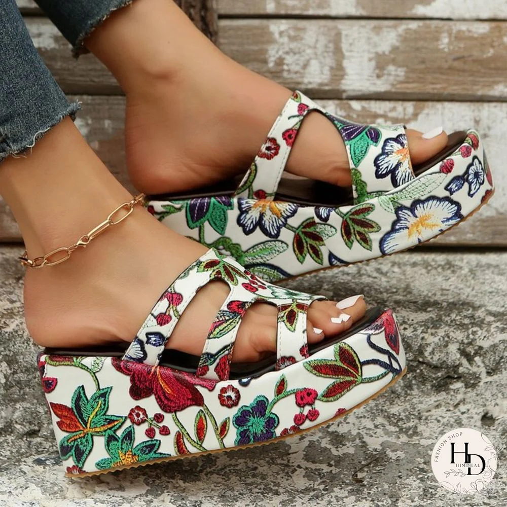 Cutout Floral Peep Toe Sandals