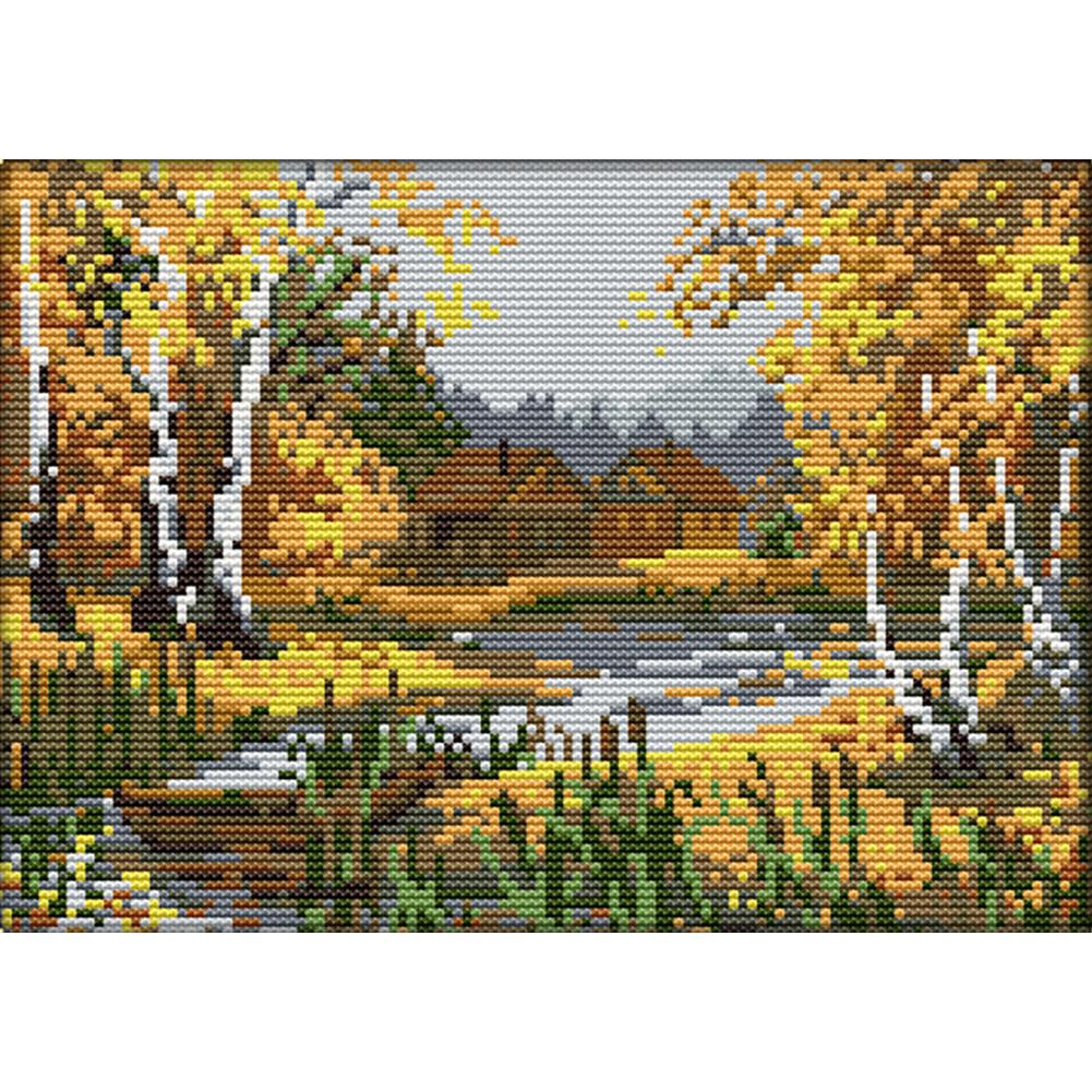 

Birch Forest Creek - 14CT Stamped Cross Stitch - 29*20cm, 501 Original
