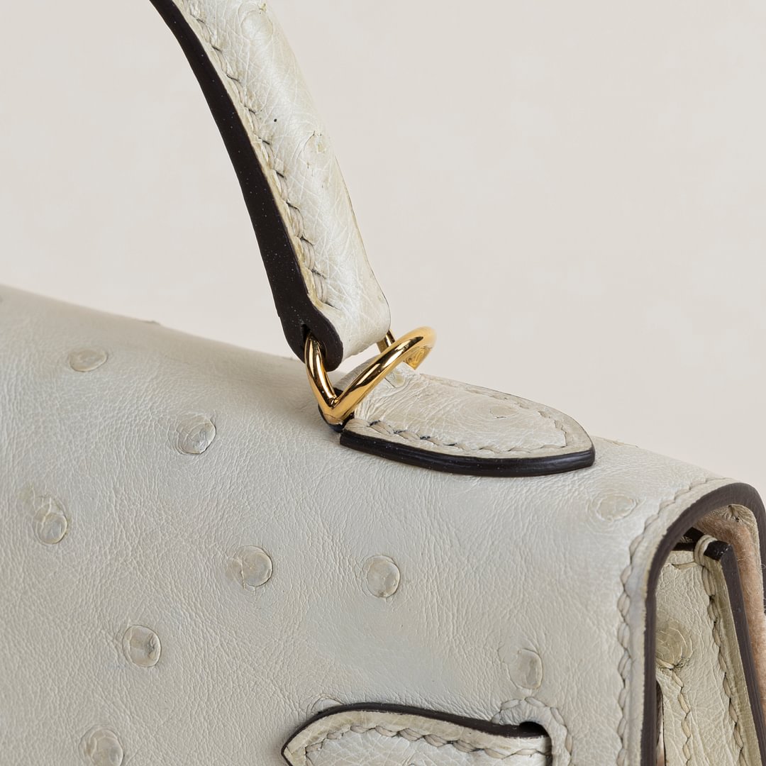 Mini Kelly II Ostrich 3C Parchemin GHW