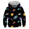 Kid Boy Cartoon Astronaut Starfield Rocket 3D Digital Print Hoodie