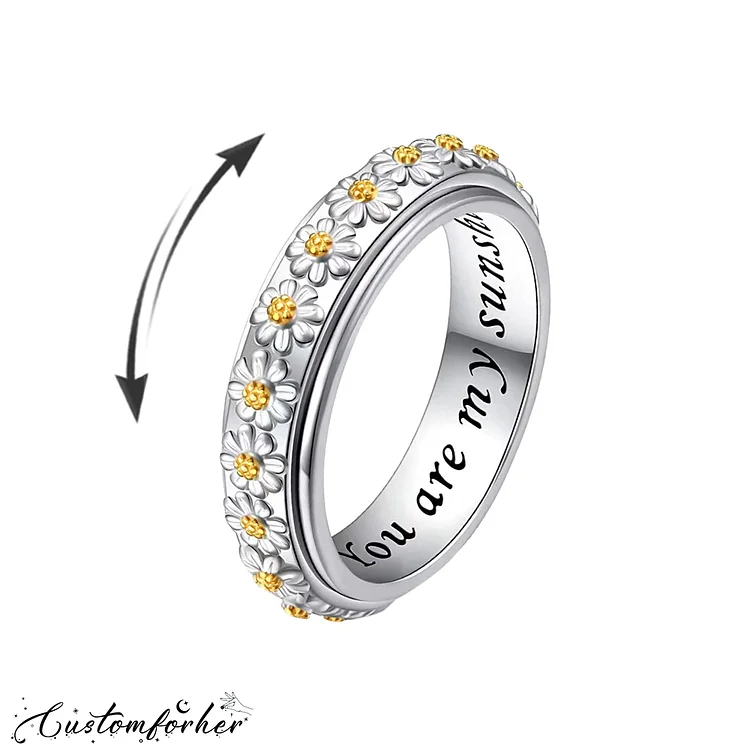 You Are My Sunshine Daisy Alloy Spinner Ring