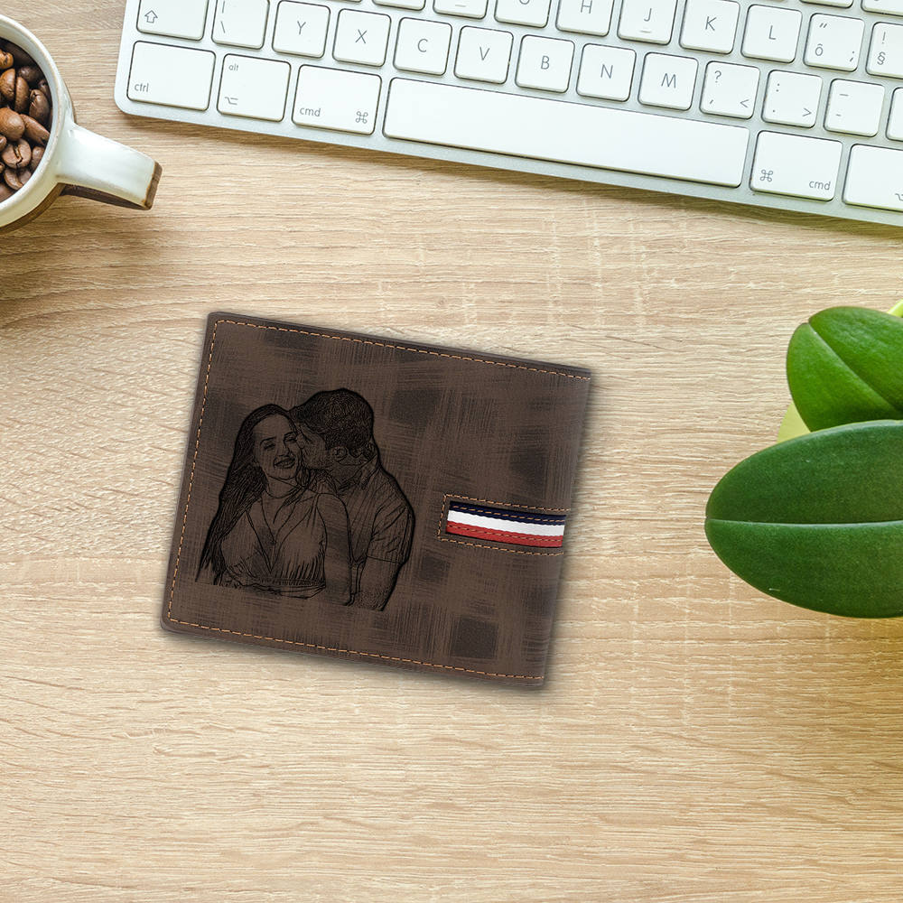 Portefeuille Classique 1 Prénom et Lettre Personnalisés avec Photo Porte-Monnaie Carte