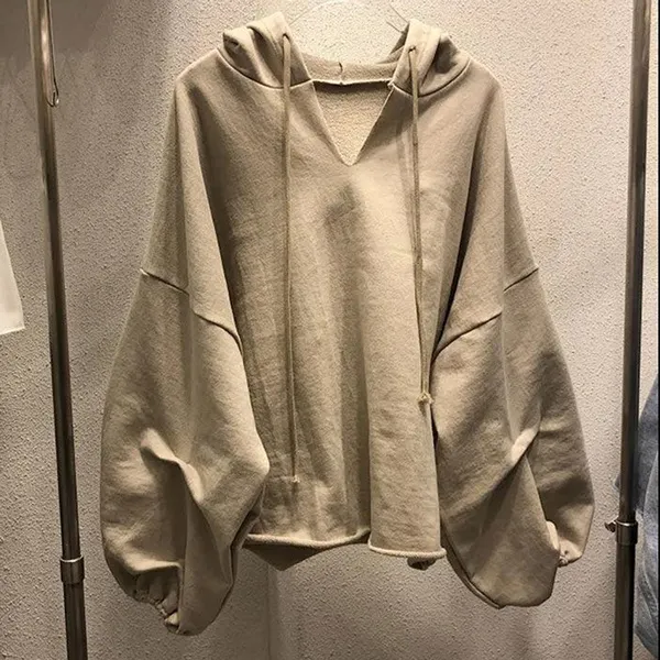 Women's Spring Autumn Long Sleeve Hooded Thin Sweater Lazy Wild Loose Top