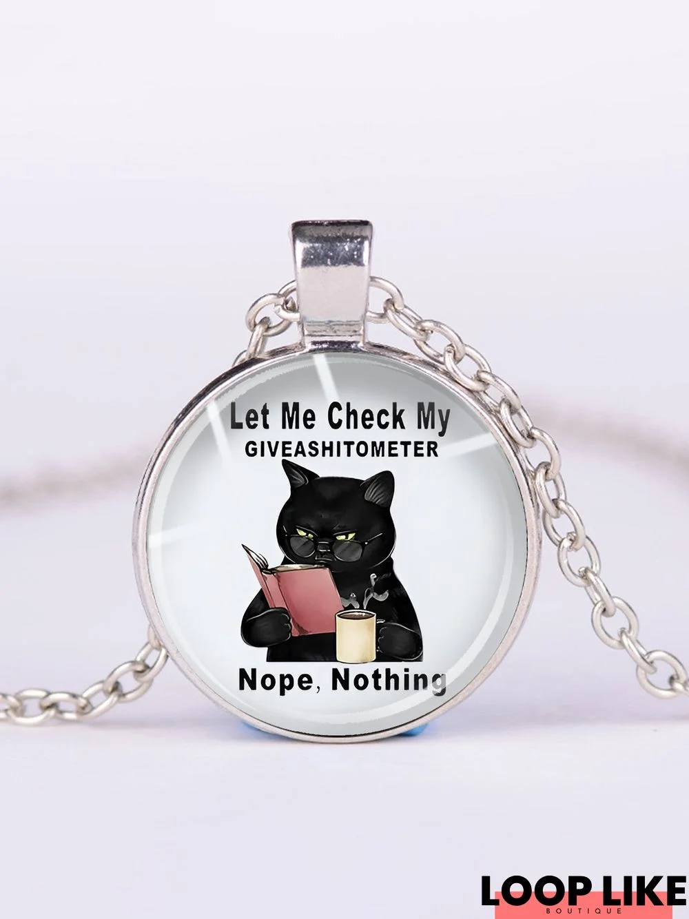 Black Cat Let Me Check My Giveashitometer Nope Nothing Metal tin Signs Necklace