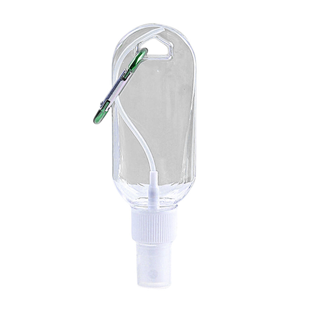 

50ml Travel Outdoor Sports Shampoo Container Empty Bottle with Carabiner, 50ml transparent plus silver electrolytic aluminum spray head plus hook, 501 Original