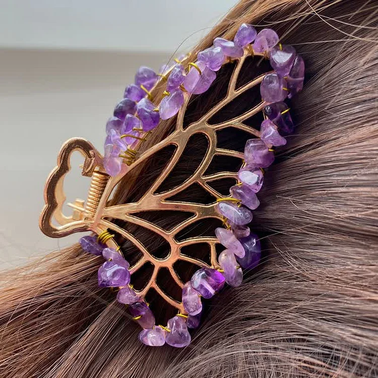 Amethyst Or Rose Quartz Butterfly Shape Hairpin