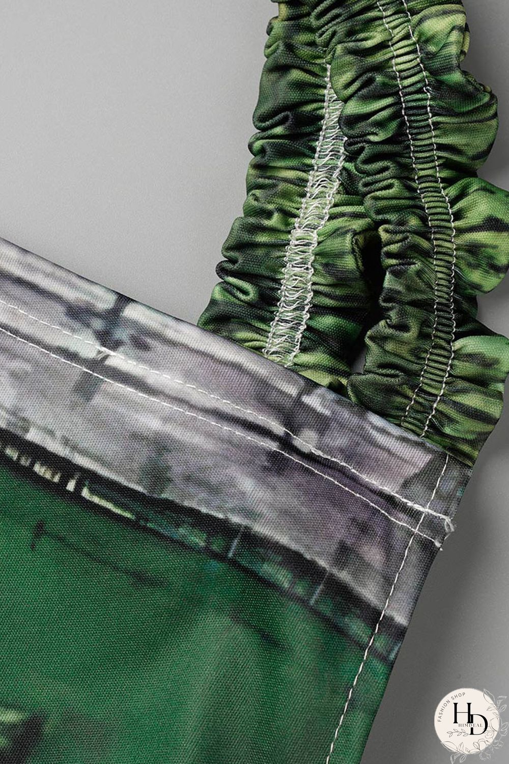 Blue Fashion Casual Street Print Patchwork Spaghetti Strap Loose Jumpsuits