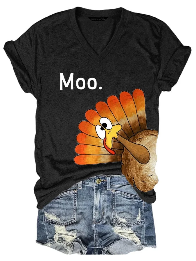 Women's Thanksgiving Printed Short Sleeve T-Shirt socialshop