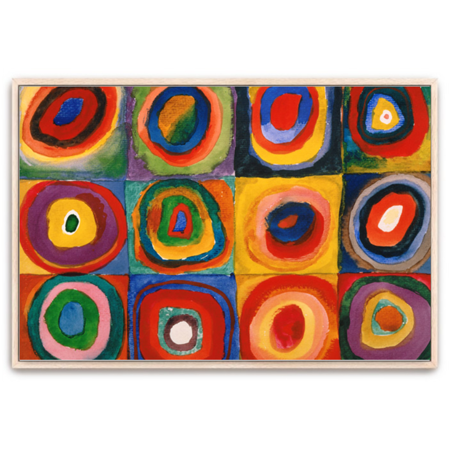 Color Study Squares with Concentric Circles - Works with frames