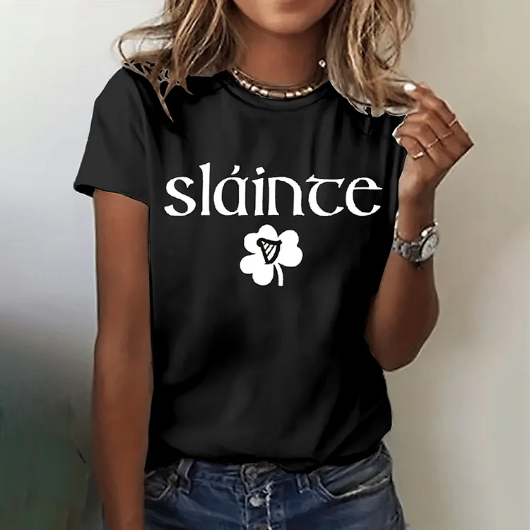 Women's St. Patrick's Day Print Crew Neck Casual T-shirt