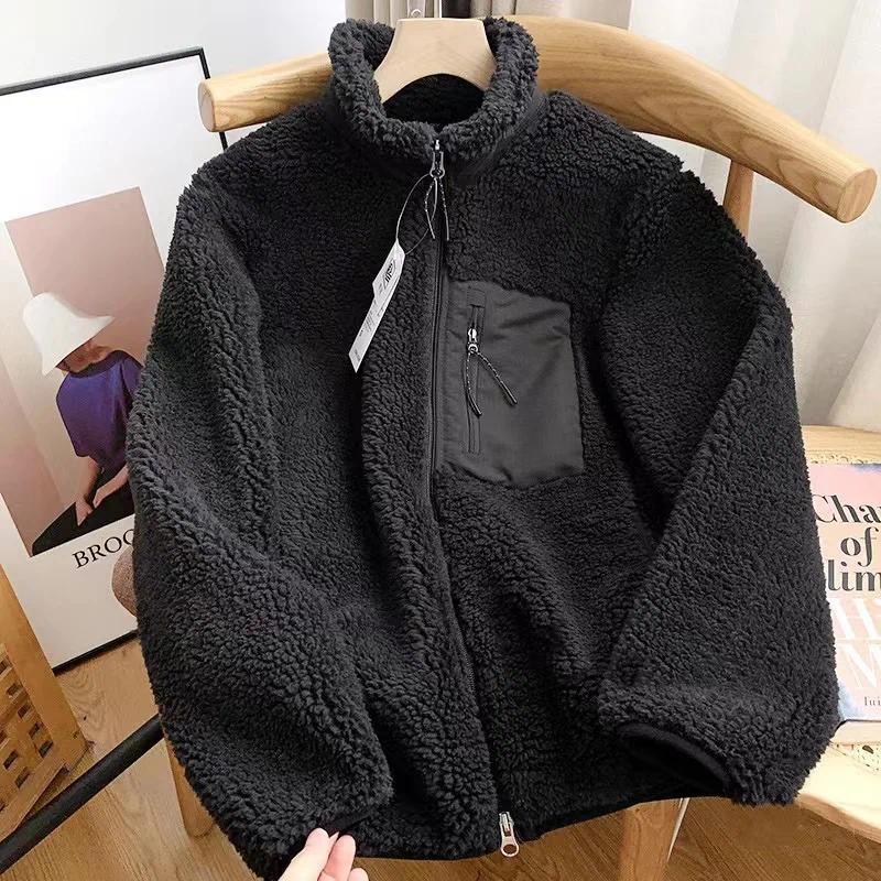 Fashion Lamb Plush Jacket Women's Autumn Winter New Pocket Zipper Long Sleeve Loose Stand Collar Comfort Warm Jacket for Women Fashion Lamb Plush Jacket Women's Autumn Winter New Pocket Zipper Long Sleeve Loose Stand Collar Comfort Warm Jacket for Women