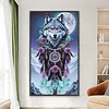Moonlight Dreamcatcher Wolf Special Shaped 5D DIY Partial Drill Diamond Painting Kits for Adults Beginners Home Decor Diamonds Dots Gem Art Kits Large Size 15.75x27.56inch