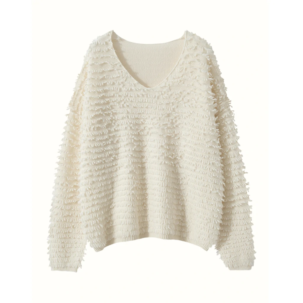 Cashmere Pullover Women's Loose V-neck REAL SILK LIFE