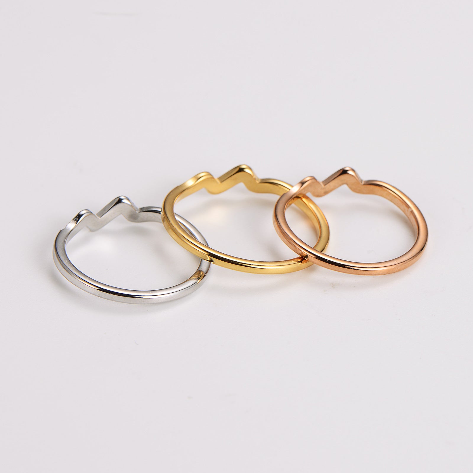 Casual Women Stripe Stainless Steel Electroplating Rings