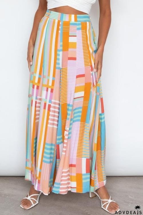 Geometry Print Wide Leg Pants
