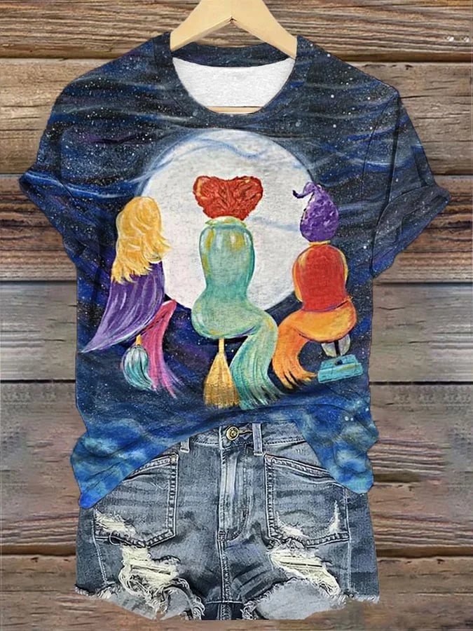 Women's Halloween Sanderson Witch Sisters Print Tee
