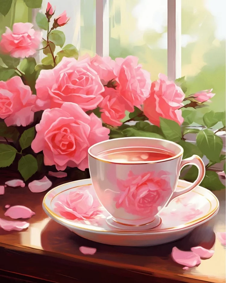 Rose Afternoon Tea 40*50CM(Canvas) Diamond Painting gbfke
