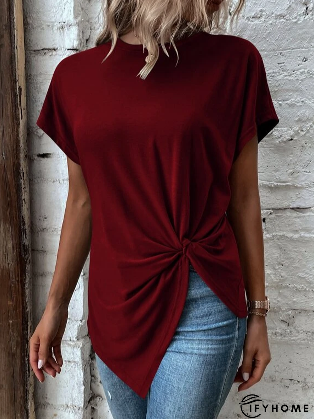 Crew Neck Casual Plain T-Shirt | IFYHOME
