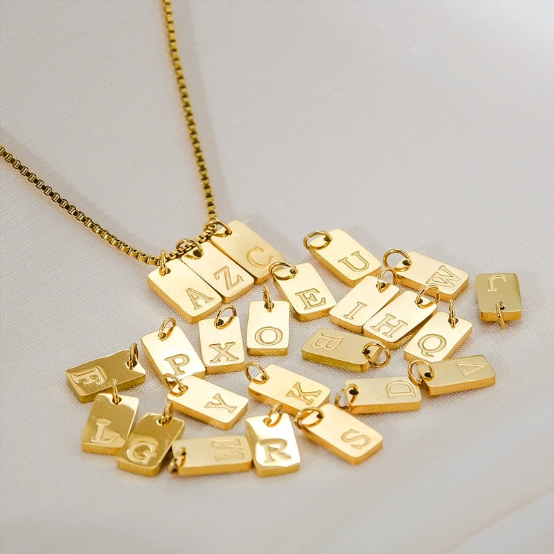 Minimalist Letter 304 Stainless Steel 18K Gold Plated Pendant Necklace