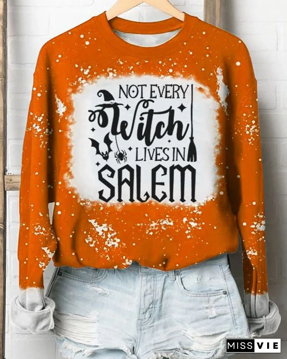 Women's Not Every Witch Lives In Salem Print Round Neck Long Sleeve Sweatshirt