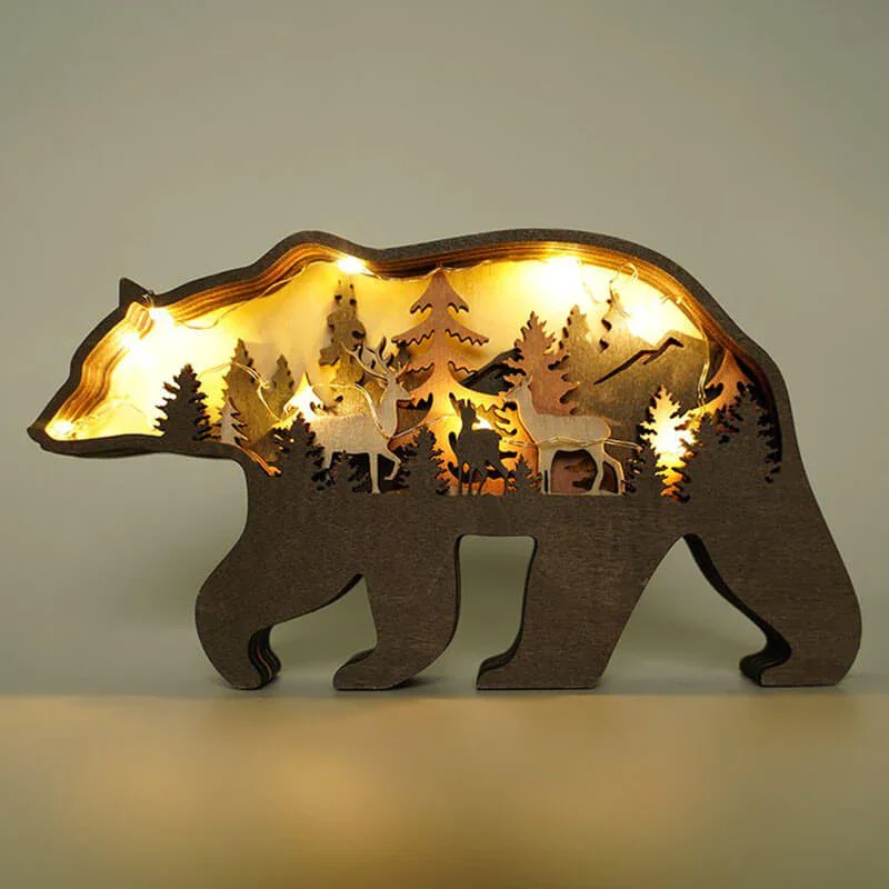 WoodyOrnament Bear Carving Handcraft Gift