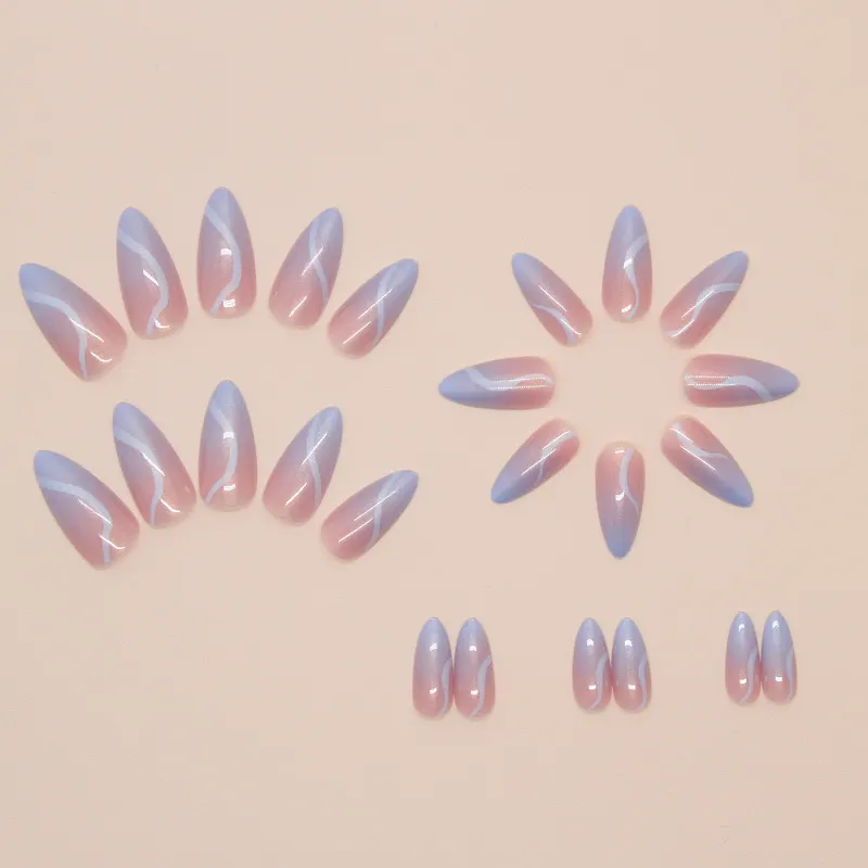 Churchf Churchf Aurora Fake Nails Wear Nail Ripples Removable Almond Nail Nail Nail Patch