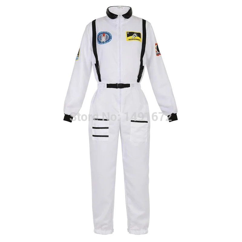 astronaut costume adult astronaut women men flight space suit jumpsuit halloween cosplay one piece overalls blue white orange