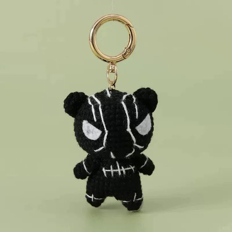 Lulusnow Handmade  The Avengers Black Panther Crochet Key Pendant Bag Accessories Key Pendant