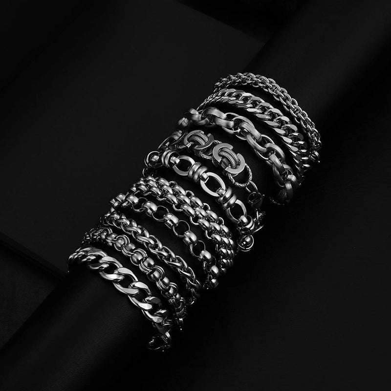 Street Hipster Domineering Punk Hip-hop Bracelet Titanium Steel Men’s Raw Retro Stainless Steel Thick Chain Bracelet
