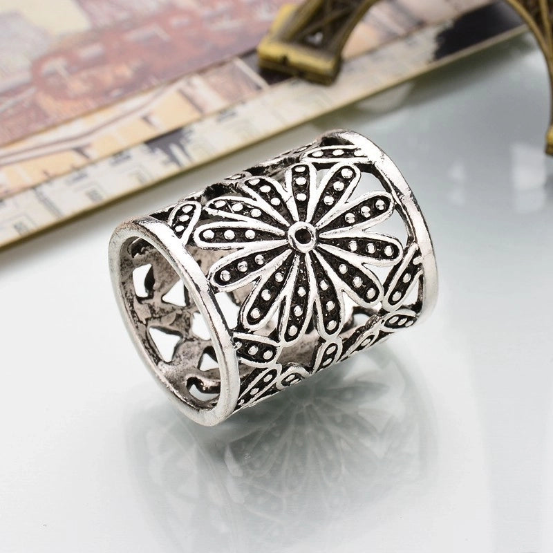 Women’s Minimalist Geometric Alloy Enamel Pearl Hollow Out Scarf Ring