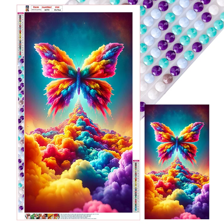 Fantasy Clouds Colorful Butterflies 40*70CM (Canvas) Full Round Drill Diamond Painting gbfke
