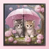 Umbrella Kitten - 11CT Stamped Cross Stitch 40*40cm